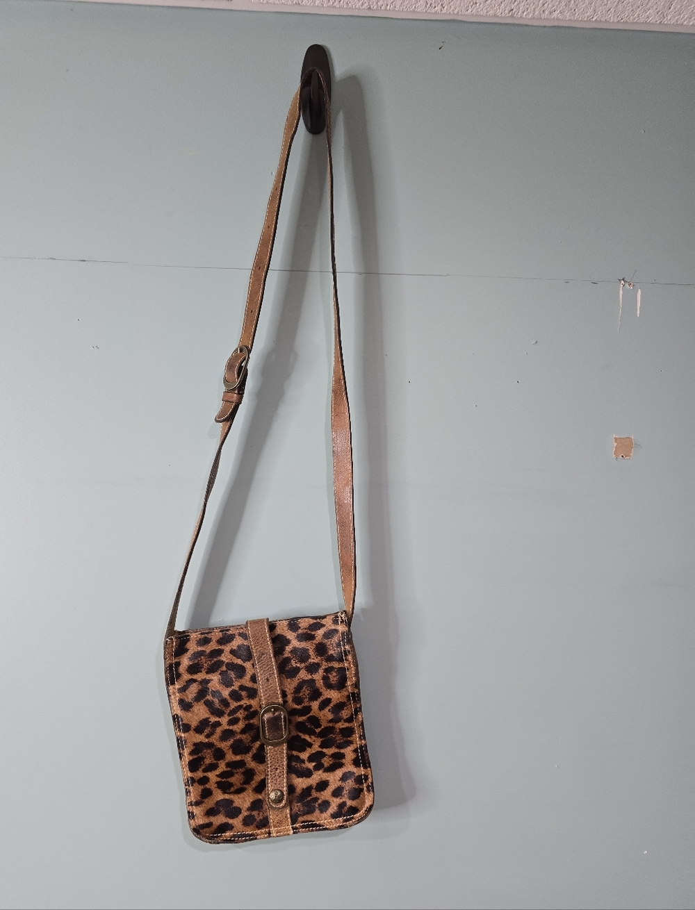 Patricia Nash  Venezia Leather & Calf Hair Leopard Print Crossbody Bag